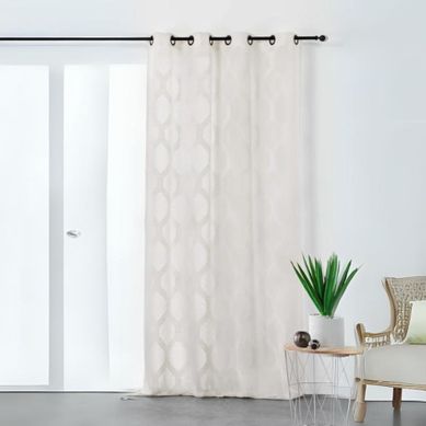 Voilage À Motifs Géométriques Verticaux - 140x250 Cm - Ecru