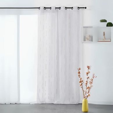 Voilage Tamisant À Bâtonnets Jacquard - 140x270 Cm - Gris Clair
