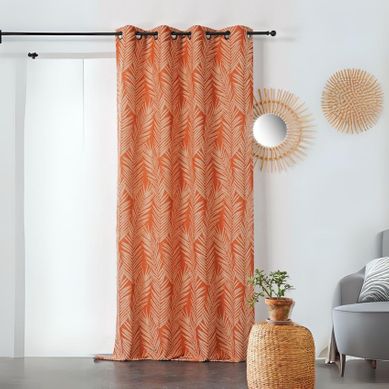 Rideau Imprimé Feuille De Palmier - 140x240 Cm - Orange