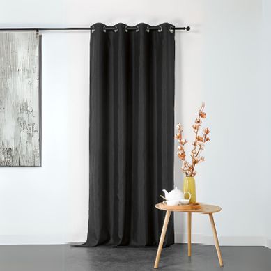 Rideau Ignifugé En Toile Demi Natté Non Feu M1 - 135x240 Cm - Noir