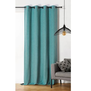 Rideau Obscurcissant Et Isolant - - Effet Tissé - 140x260 Cm - Bleu