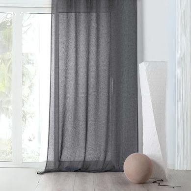 Rideau Voilage Tamisant En Poly-lin - 145x240 Cm - Gris Anthracite