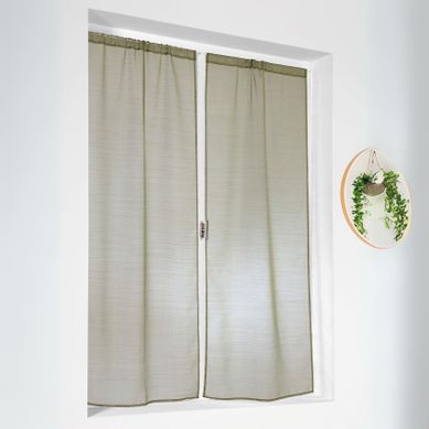 Paire De Petits Voilages Droits Givrée - 60x140 Cm - Vert Foncé