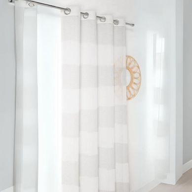 Voilage À Rayures Bayadères - 140x240 Cm - Blanc