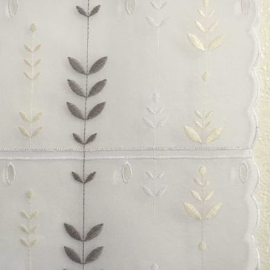 Modulable Brodé Feuilles D'orgeat - 58x220 Cm - Gris Clair Modulable Brodé Feuilles D'orgeat - 58x220 Cm - Gris Clair