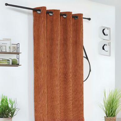 Rideau Obscurcissant Et Isolant En Velours Côtelé - 140x260 Cm - Rouge Orangé