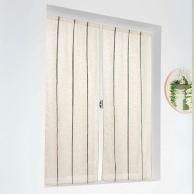 Paire De Voilages Droits À Rayures - 60x160 Cm - Beige
