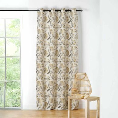 Rideau Tamisant Vintage Floral - 140x240 Cm - Jaune Safran