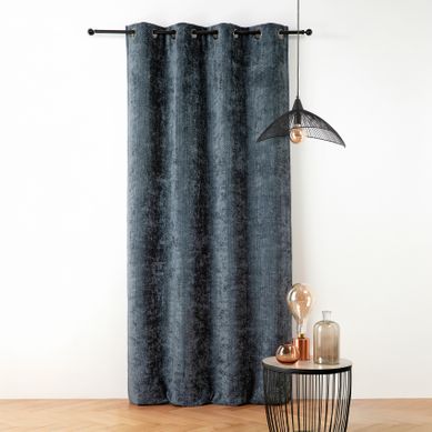 Rideau Thermique Et Phonique Velours Chenille - 135x260 Cm - Bleu