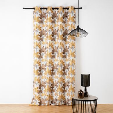 Rideau À Oeillets Jacquard Motif Végétal - 145x240 Cm - Jaune