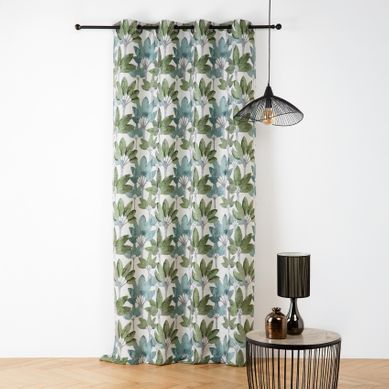 Rideau À Oeillets Jacquard Motif Végétal - 145x240 Cm - Vert