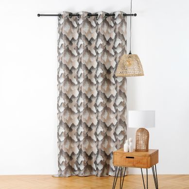 Rideau Jacquard À Oeillets Motif Minéral - 145x240 Cm - Beige