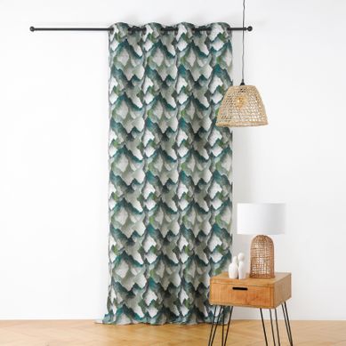 Rideau Jacquard À Oeillets Motif Minéral - 145x240 Cm - Vert Emeraude