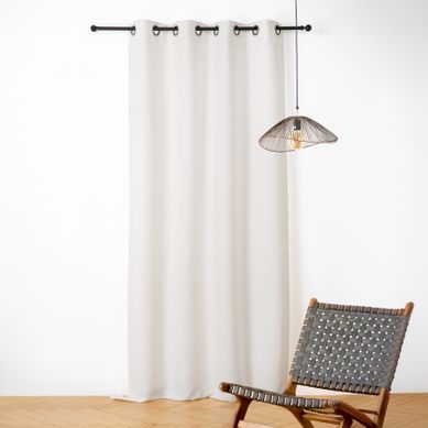 Rideau Phonique Coton Et Chanvre Tressage Naturel - 140x240 Cm - Blanc