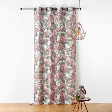Rideau Jacquard À Motif Hortensia - 140x240 Cm - Rose