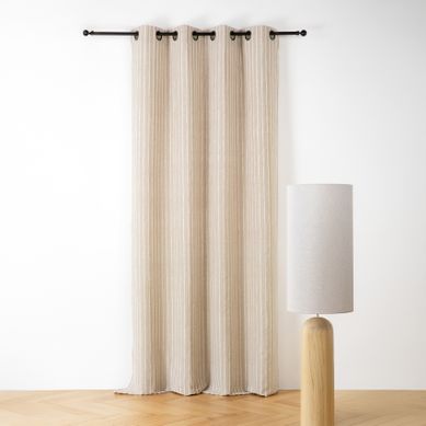 Rideau En Lin Et Coton Rayures Tuftées - 140x265 Cm - Lin