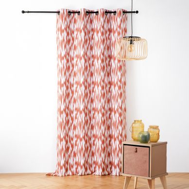 Rideau Jacquard Motif Ikat En Fils Upcyclés - 140x280 Cm - Terracotta