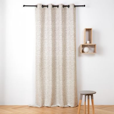 Rideau Jacquard À Oeillets - Effet Tweed - 140x240 Cm - Lin