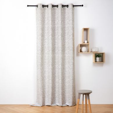 Rideau Jacquard À Oeillets - Effet Tweed - 140x240 Cm - Marron Brun