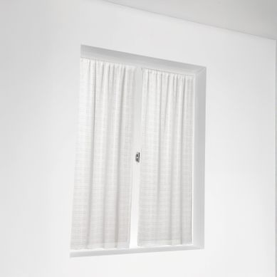 Vitrage À La Paire - Effet Carreaux Ajourés Style Kelsch - 60x140 Cm - Blanc