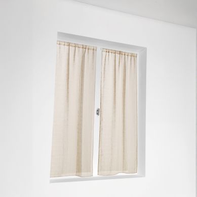 Vitrage À La Paire - Effet Carreaux Ajourés Style Kelsch - 60x140 Cm - Blanc Cassé