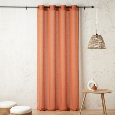 Voilage Uni Et Tamisant En Poly/lin - 150x240 Cm - Orange