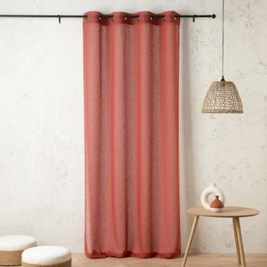 Voilage Uni Et Tamisant En Poly/lin - 150x240 Cm - Rouge