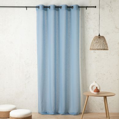 Voilage Uni Et Tamisant En Poly/lin - 150x240 Cm - Bleu Ciel
