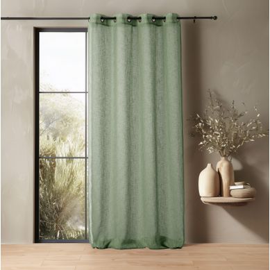 Voilage À Oeillets Tamisant À Fil Flammé - 140x280 Cm - Vert