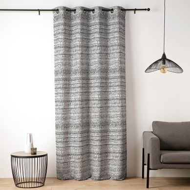 Rideau Jacquard Texturé Inspiration Minérale À Oeillets - 135x260 Cm - Noir