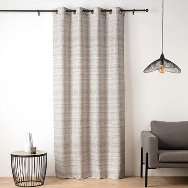 Rideau Jacquard Texturé Inspiration Minérale À Oeillets - 135x260 Cm - Beige