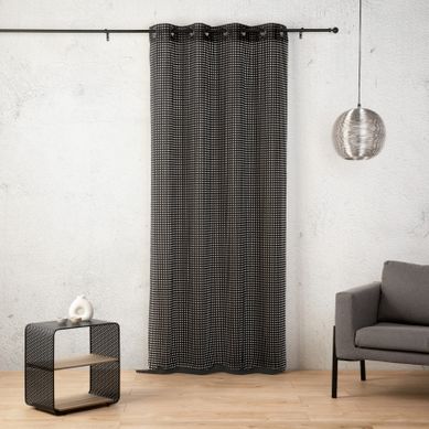 Voilage Maille Ajourée À Oeillets - 140x260 Cm - Noir
