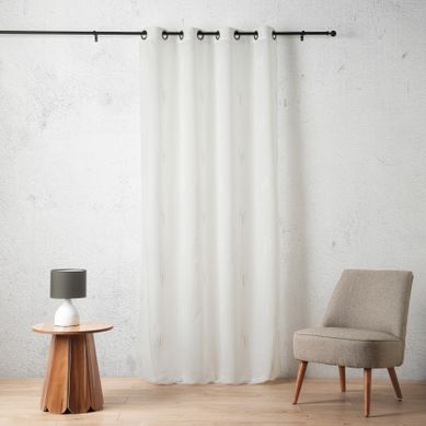 Voilage Texturé Motif Fil Coupé Esprit Ikat - 140x260 Cm - Blanc Cassé