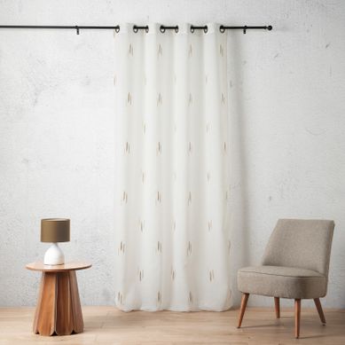 Voilage Texturé Motif Fil Coupé Esprit Ikat - 140x260 Cm - Beige