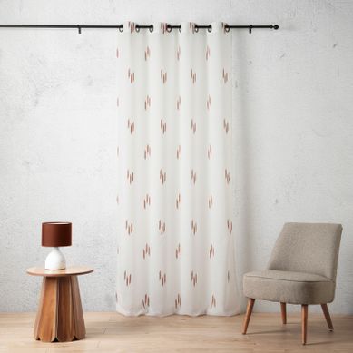Voilage Texturé Motif Fil Coupé Esprit Ikat - 140x260 Cm - Terracotta