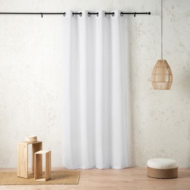 Voilage Poly-lin À Relief Flammé Avec Oeillets - 145x240 Cm - Blanc