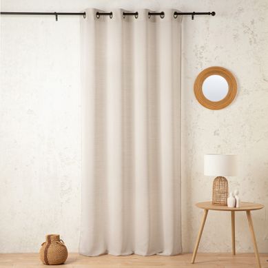 Voilage Uni En Laine Avec Oeillets - 140x240 Cm - Crème