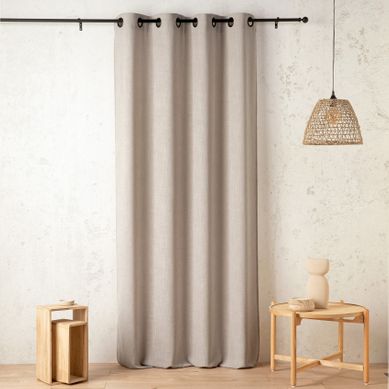 Rideau Tamisant - Effet Lin Authentique - 145x240 Cm - Beige