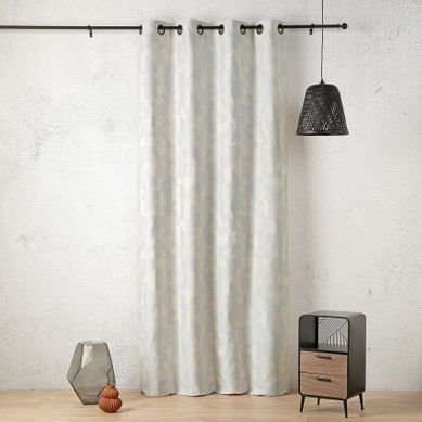 Rideau Jacquard Géométrique Texturé Rétro - 140x260 Cm - Ecru
