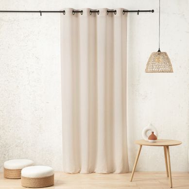 Voilage Tamisant En Gaze Poly-lin À Oeillets - 140x260 Cm - Crème