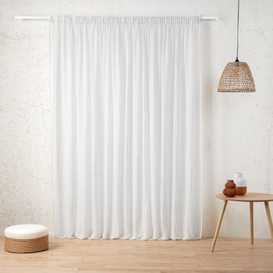 Voilage Tamisant En Gaze Poly-lin À Galon Fronceur - 300x260 Cm - Blanc