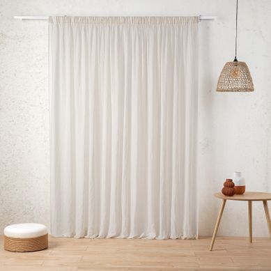 Voilage Tamisant En Gaze Poly-lin À Galon Fronceur - 300x260 Cm - Ecru