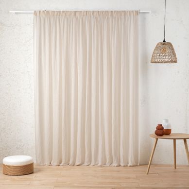 Voilage Tamisant En Gaze Poly-lin À Galon Fronceur - 300x260 Cm - Crème