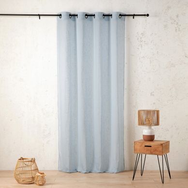 Voilage En Polycoton Chiné - 160x260 Cm - Bleu Ciel
