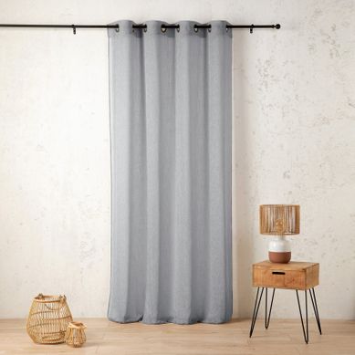 Voilage En Polycoton Chiné - 160x260 Cm - Bleu Pétrole