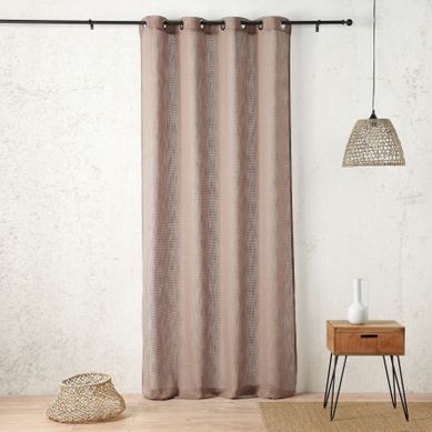 Voilage Tamisant À Oeillets - Effet Filet Ajouré - 140x260 Cm - Taupe