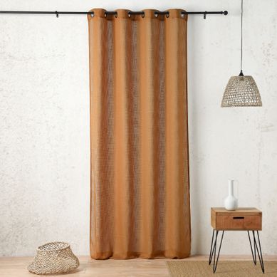 Voilage Tamisant À Oeillets - Effet Filet Ajouré - 140x260 Cm - Marron Clair