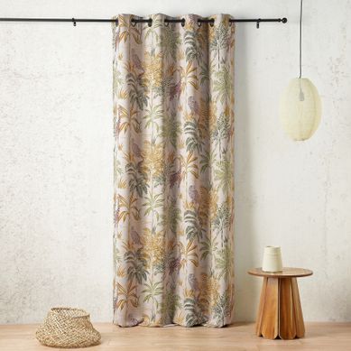 Rideau Oeillets Obscurcissant Motif Végétal Et Animal - 145x240 Cm - Vert