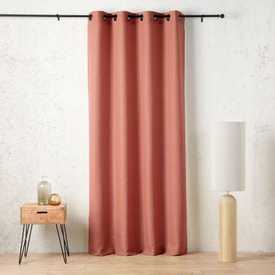 Rideau Tamisant À Oeillets Polylin Satin - 145x260 Cm - Orange Corail
