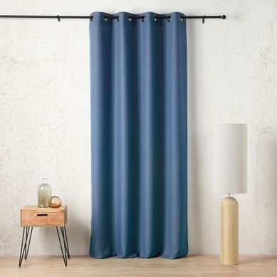 Rideau Tamisant À Oeillets Polylin Satin - 145x260 Cm - Bleu